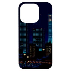 Pixel Art Night City Japan iPhone 14 Pro Black UV Print Case