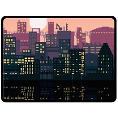 Pixel Art City Two Sides Fleece Blanket (large)