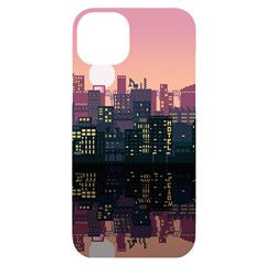 Pixel Art City Iphone 14 Plus Black Uv Print Case by Sarkoni