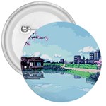 Japanese Themed Pixel Art The Urban And Rural Side Of Japan 3  Buttons Front