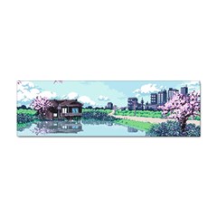 Japanese Themed Pixel Art The Urban And Rural Side Of Japan Sticker (Bumper)