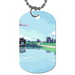 Japanese Themed Pixel Art The Urban And Rural Side Of Japan Dog Tag (One Side)