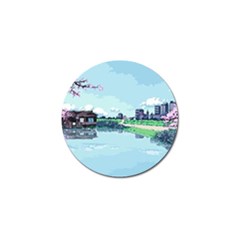 Japanese Themed Pixel Art The Urban And Rural Side Of Japan Golf Ball Marker