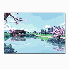 Japanese Themed Pixel Art The Urban And Rural Side Of Japan Postcards 5  x 7  (Pkg of 10)