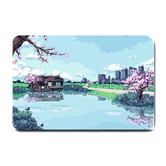 Japanese Themed Pixel Art The Urban And Rural Side Of Japan Small Doormat