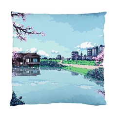Japanese Themed Pixel Art The Urban And Rural Side Of Japan Standard Cushion Case (one Side)