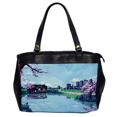 Japanese Themed Pixel Art The Urban And Rural Side Of Japan Oversize Office Handbag