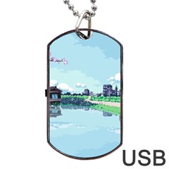 Japanese Themed Pixel Art The Urban And Rural Side Of Japan Dog Tag USB Flash (One Side)