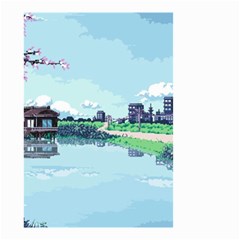 Japanese Themed Pixel Art The Urban And Rural Side Of Japan Small Garden Flag (Two Sides)