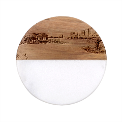 Japanese Themed Pixel Art The Urban And Rural Side Of Japan Classic Marble Wood Coaster (Round) 