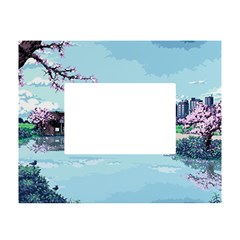 Japanese Themed Pixel Art The Urban And Rural Side Of Japan White Tabletop Photo Frame 4 x6  by Sarkoni
