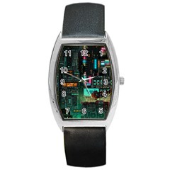 Video Game Pixel Art Barrel Style Metal Watch by Sarkoni