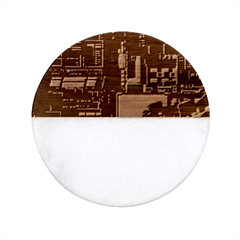 Video Game Pixel Art Classic Marble Wood Coaster (round) 