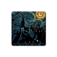 Hogwarts Starry Night Van Gogh Square Magnet by Sarkoni