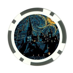 Hogwarts Starry Night Van Gogh Poker Chip Card Guard