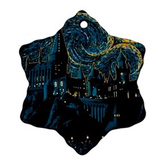 Hogwarts Starry Night Van Gogh Snowflake Ornament (two Sides)