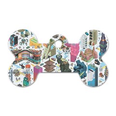 City Pattern Pixel Art Japan Dog Tag Bone (one Side)