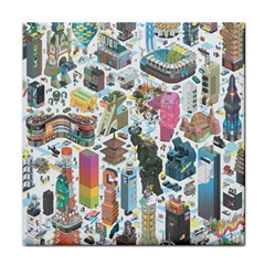 City Pattern Pixel Art Japan Face Towel