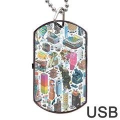 City Pattern Pixel Art Japan Dog Tag Usb Flash (one Side)