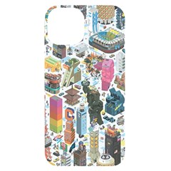 City Pattern Pixel Art Japan Iphone 14 Black Uv Print Case by Sarkoni