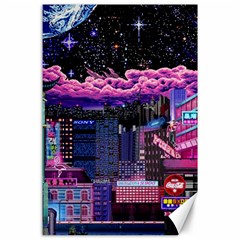 Retro City Pixel Canvas 24  X 36 