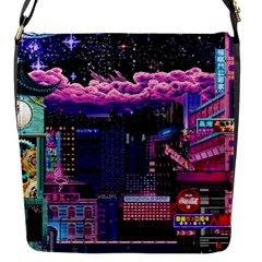 Retro City Pixel Flap Closure Messenger Bag (s)