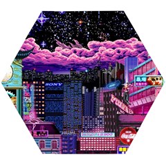 Retro City Pixel Wooden Puzzle Hexagon by Sarkoni