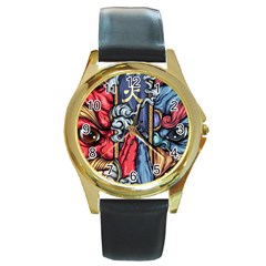 Japan Art Aesthetic Round Gold Metal Watch