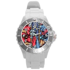 Japan Art Aesthetic Round Plastic Sport Watch (L)