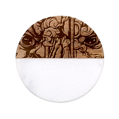 Japan Art Aesthetic Classic Marble Wood Coaster (Round) 