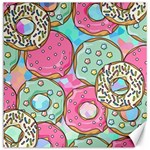 Donut Pattern Texture Colorful Sweet Canvas 16  x 16  15.2 x15.41  Canvas - 1