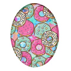 Donut Pattern Texture Colorful Sweet Oval Glass Fridge Magnet (4 Pack) by Grandong