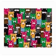 Cats Funny Colorful Pattern Texture Small Glasses Cloth (2 Sides) by Grandong