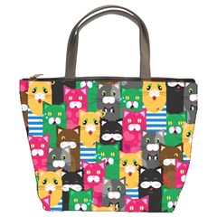 Cats Funny Colorful Pattern Texture Bucket Bag by Grandong