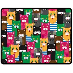 Cats Funny Colorful Pattern Texture Two Sides Fleece Blanket (medium) by Grandong