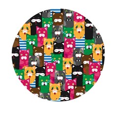 Cats Funny Colorful Pattern Texture Mini Round Pill Box by Grandong