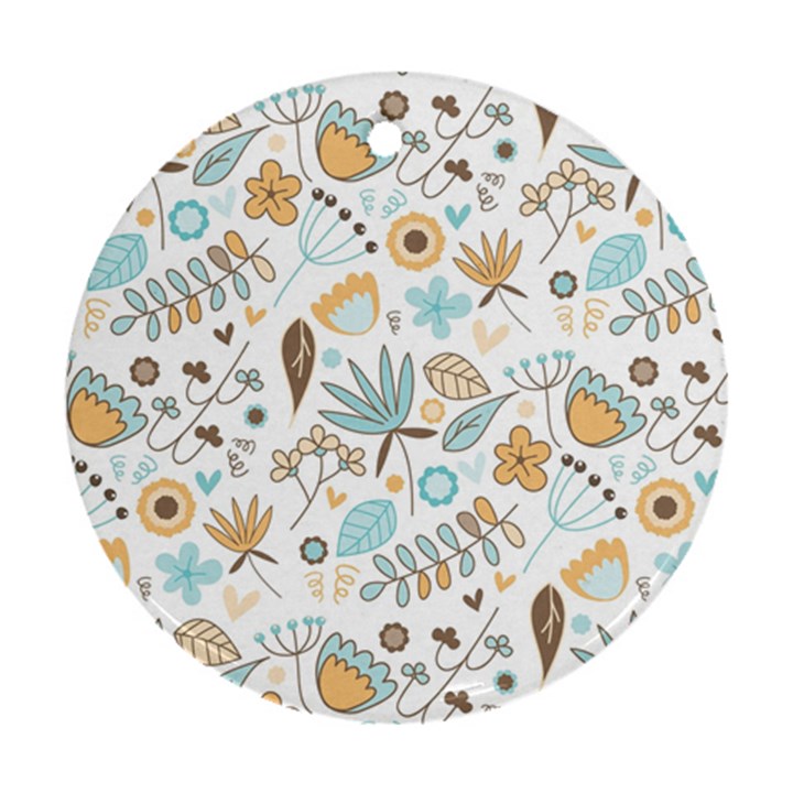 Pattern Flower Leaves, Round Ornament (Two Sides)