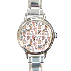 Love Pattern Texture Round Italian Charm Watch