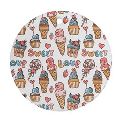 Love Pattern Texture Round Ornament (Two Sides)