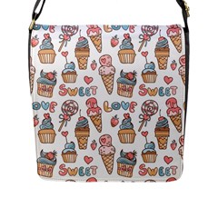 Love Pattern Texture Flap Closure Messenger Bag (L)