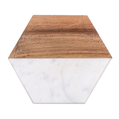 Love Pattern Texture Marble Wood Coaster (Hexagon) 