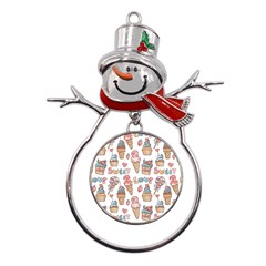 Love Pattern Texture Metal Snowman Ornament