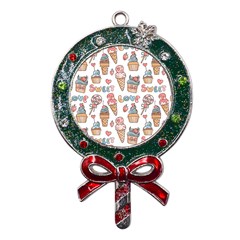 Love Pattern Texture Metal X Mas Lollipop with Crystal Ornament