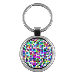 Texture Colorful Abstract Pattern Key Chain (round) by Grandong