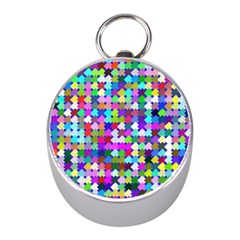 Texture Colorful Abstract Pattern Mini Silver Compasses by Grandong