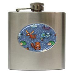 Animals Pattern Colorful Vector Hip Flask (6 Oz) by Grandong