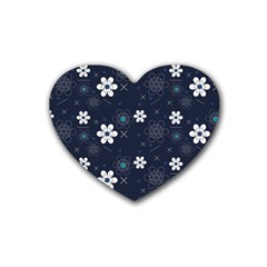 Flower Pattern Texture Rubber Coaster (Heart)