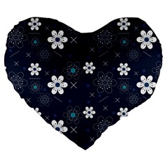 Flower Pattern Texture Large 19  Premium Flano Heart Shape Cushions