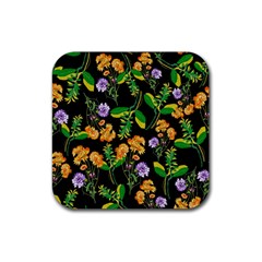 Flower Pattern Art Floral Texture Rubber Coaster (square) by Grandong