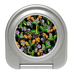 Flower Pattern Art Floral Texture Travel Alarm Clock by Grandong